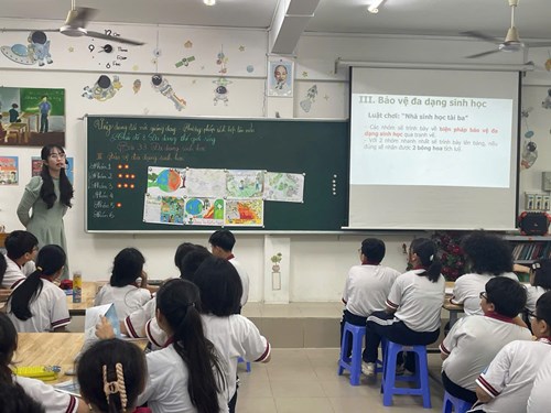 Hình ảnh tiết dạy Ứng dụng đổi mới giảng dạy - Phương pháp tích hợp liên môn_Bài dạy minh hoạ: Đa dạng sinh học_GV thực hiện  Lại Võ Kim Ý