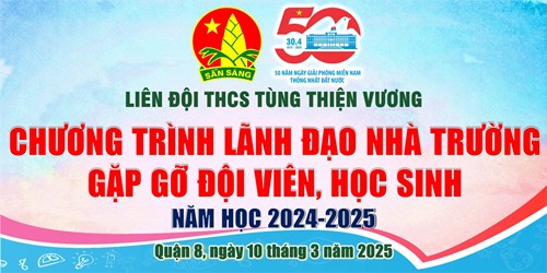Hình ảnh chương trình lãnh đạo nhà trường gặp gỡ đội viên, học sinh
